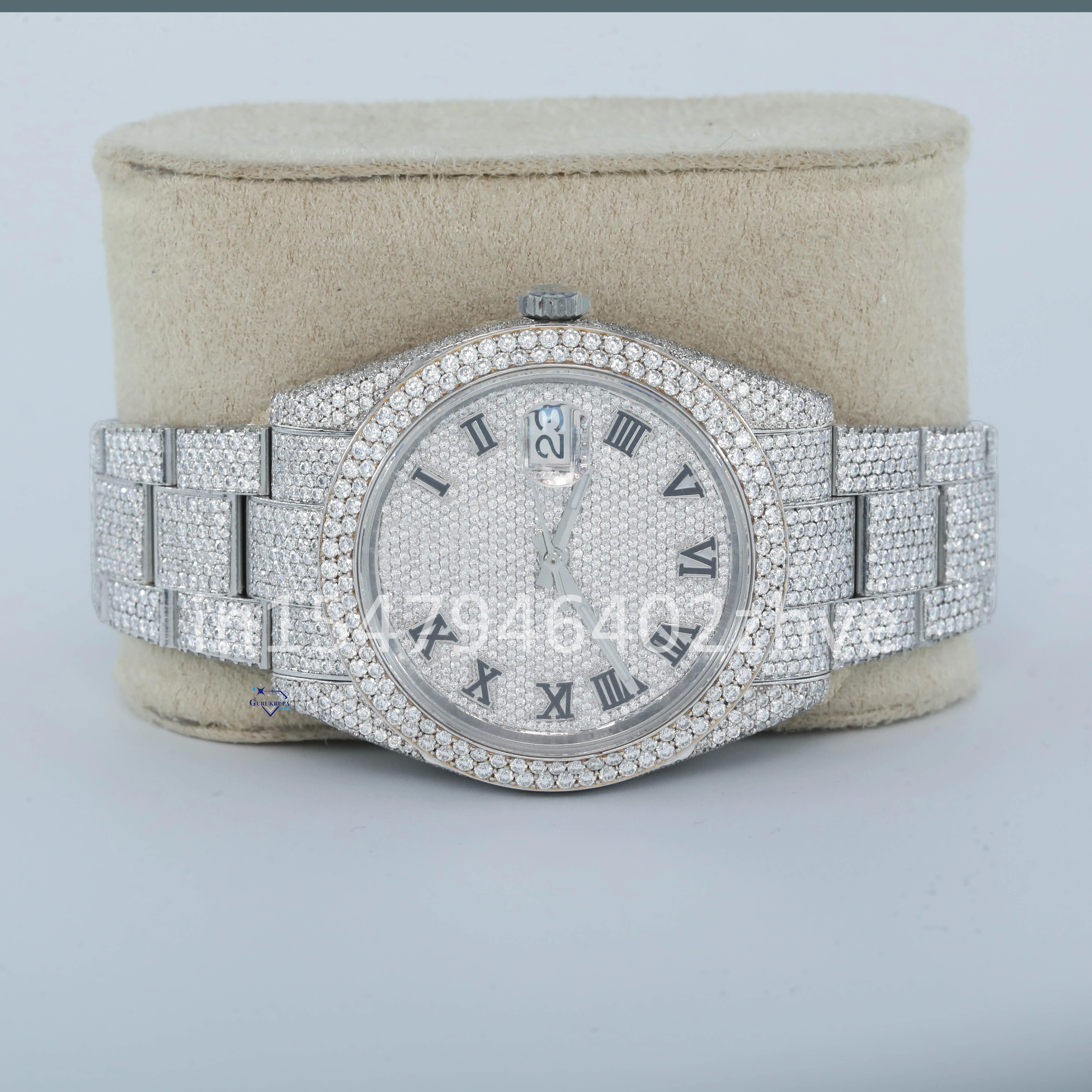Brilliant round cut fully iced out moissanite diamond watch for men perfect for any occasion beauty with VVS clarity diamond