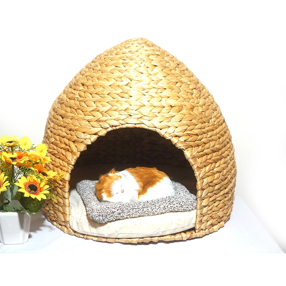 Wholesale High Quality Eco Friendly Warm Comfortable House Modern Cat Furniture Raised Hanging Rattan Cat Pet Bed From Vietnam