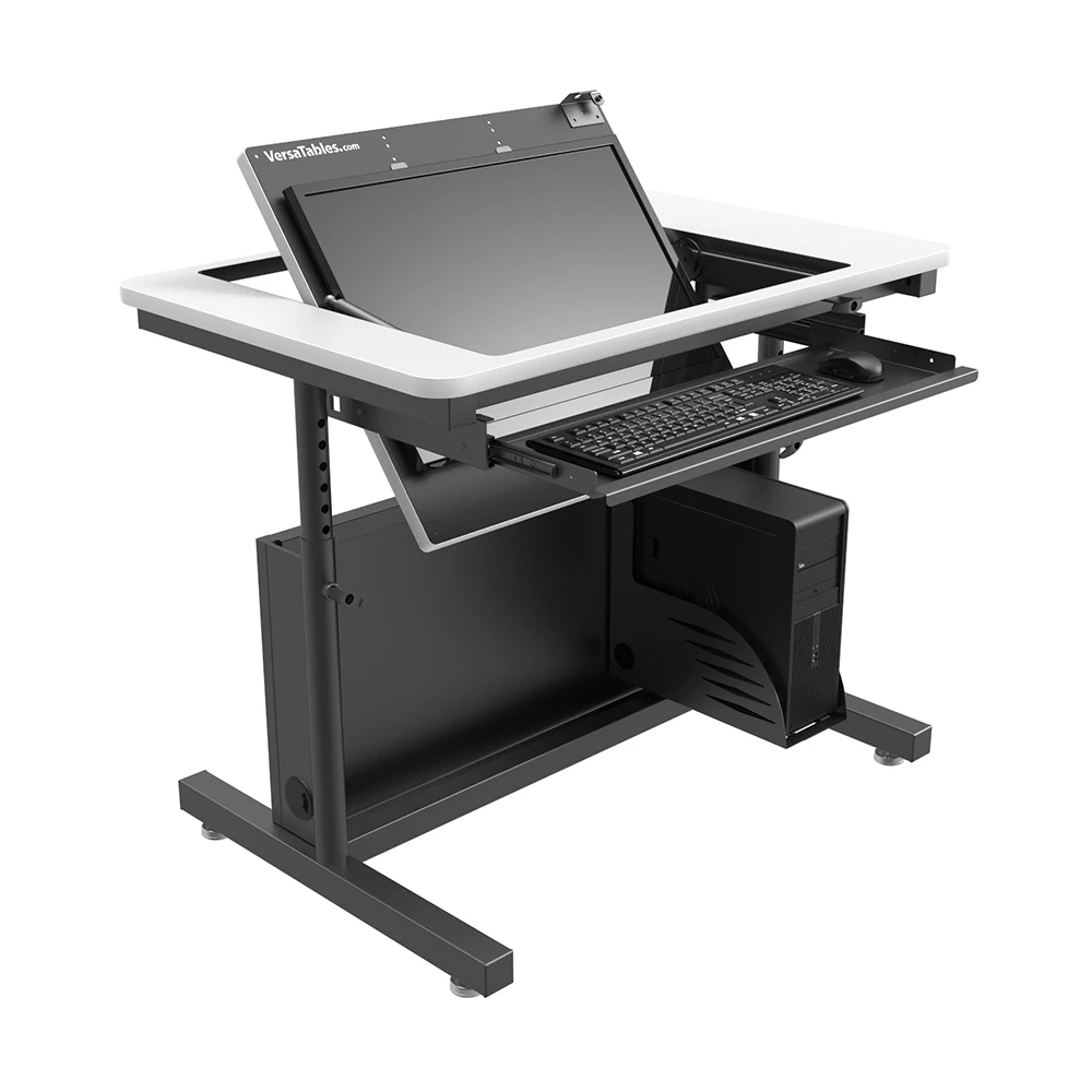 VersaDesk Revolution Adjustable Height Computer Desk  Black/White