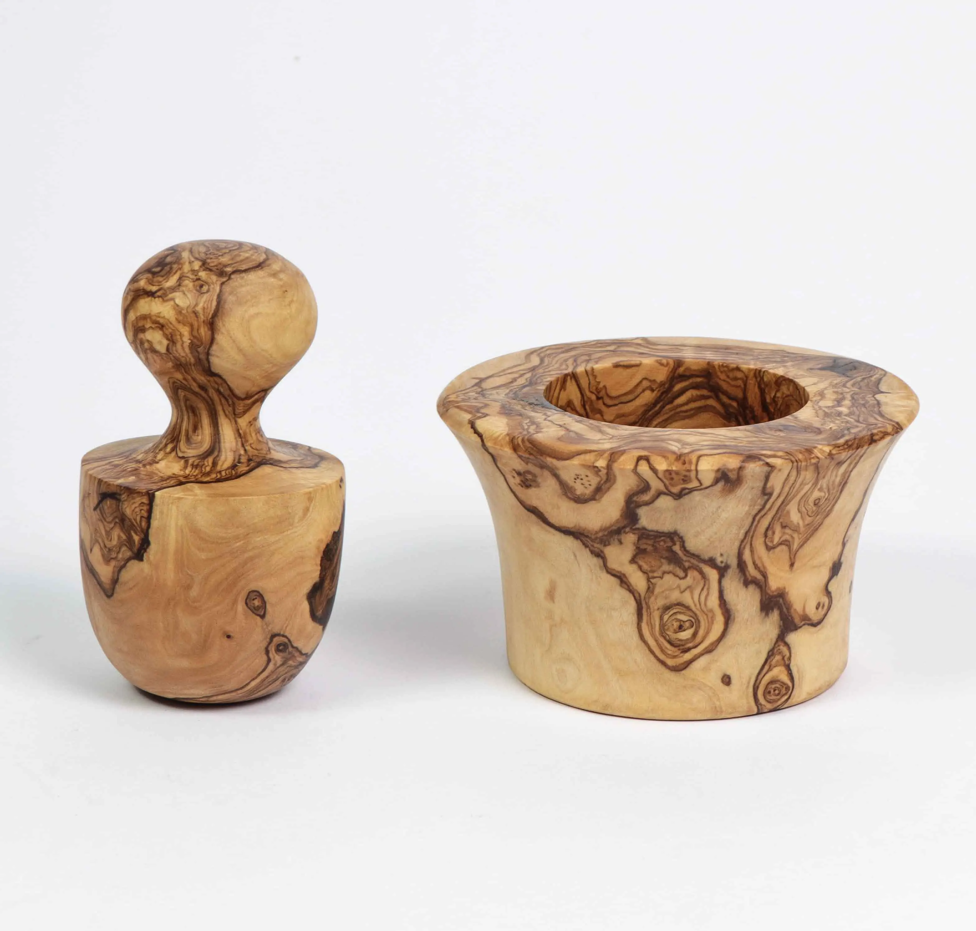 High Quality Wooden Garlic Press made of Tunisian Olive Wood |Mortar and Pestle Grinding Bowl | Wooden Masher | Spice Herbs Crus