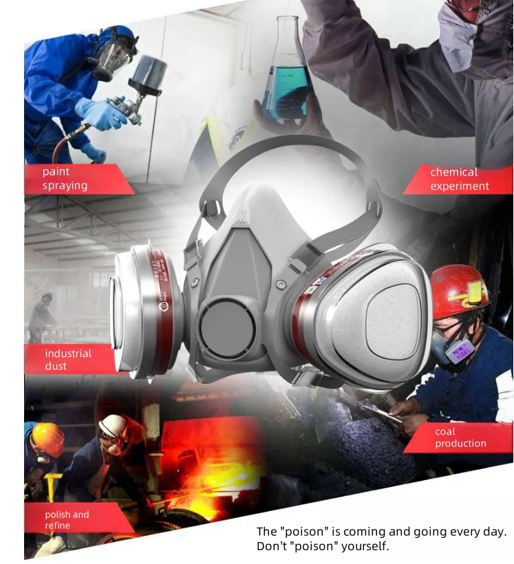 With Double Changeable Filters Silicon Half Face Gas Mask 3D For Dust Proof