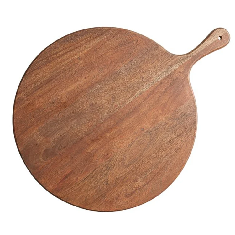 Handcrafted Acacia Wood Round Flat Fruit Pizza Serving board Wooden Cutting Board