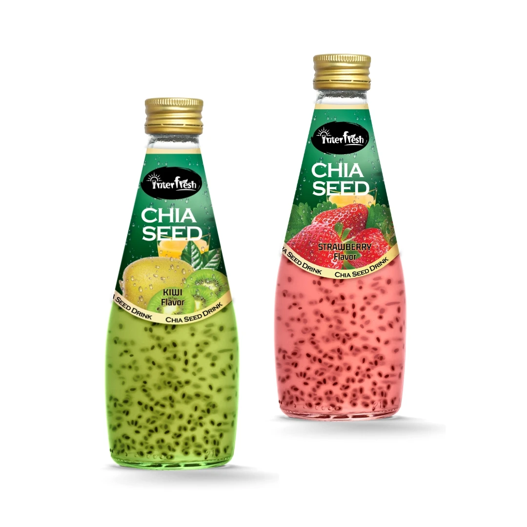 INTERFRESH Wholesale Private Label Accepted Natural Chia Basil Seed Drink Bottle 290ml from Viet Nam Free Sample  OEM HALAL
