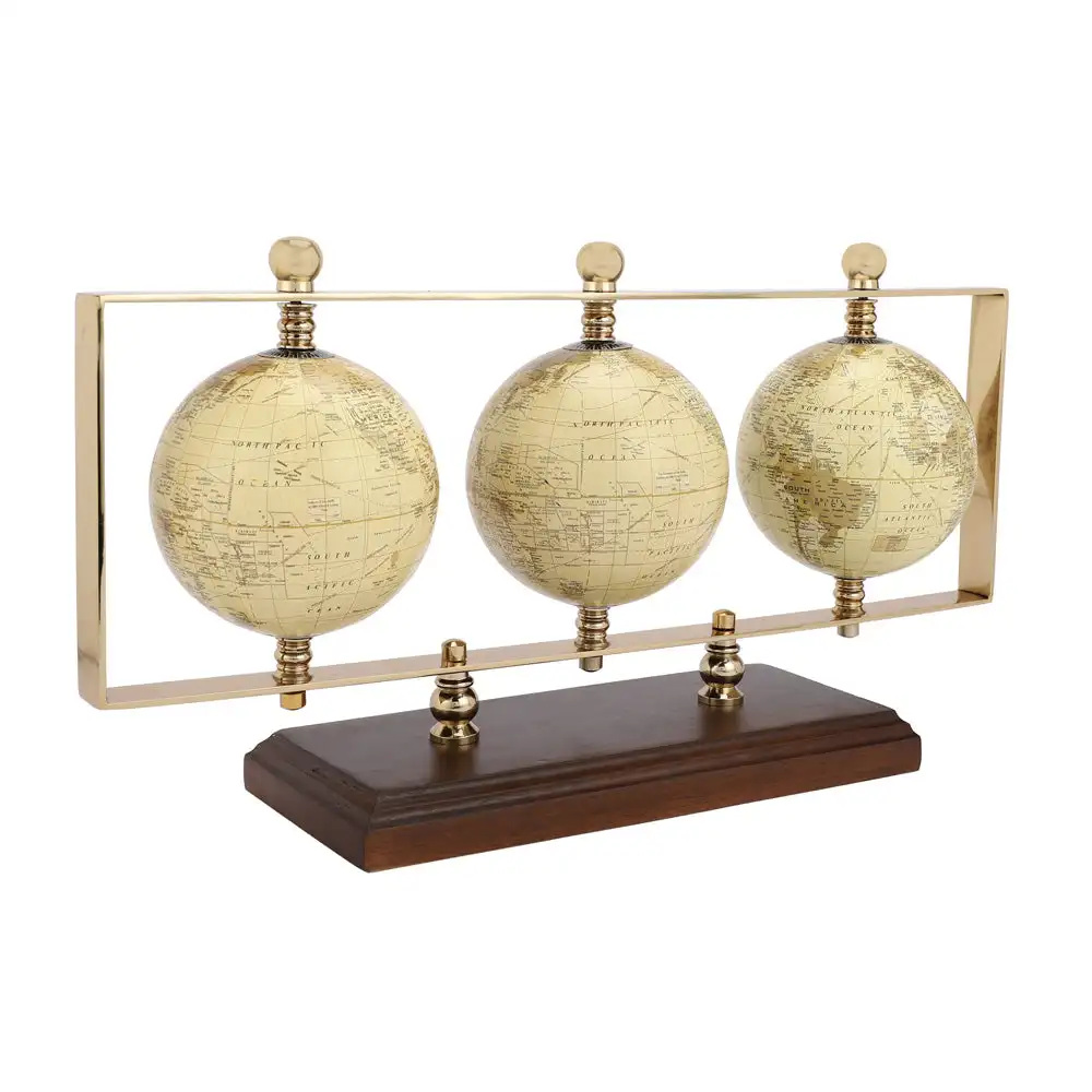 Hot Selling Triple vertical Gold Globe Stand Table Decor Home Decor Interior Decor In Wholesale