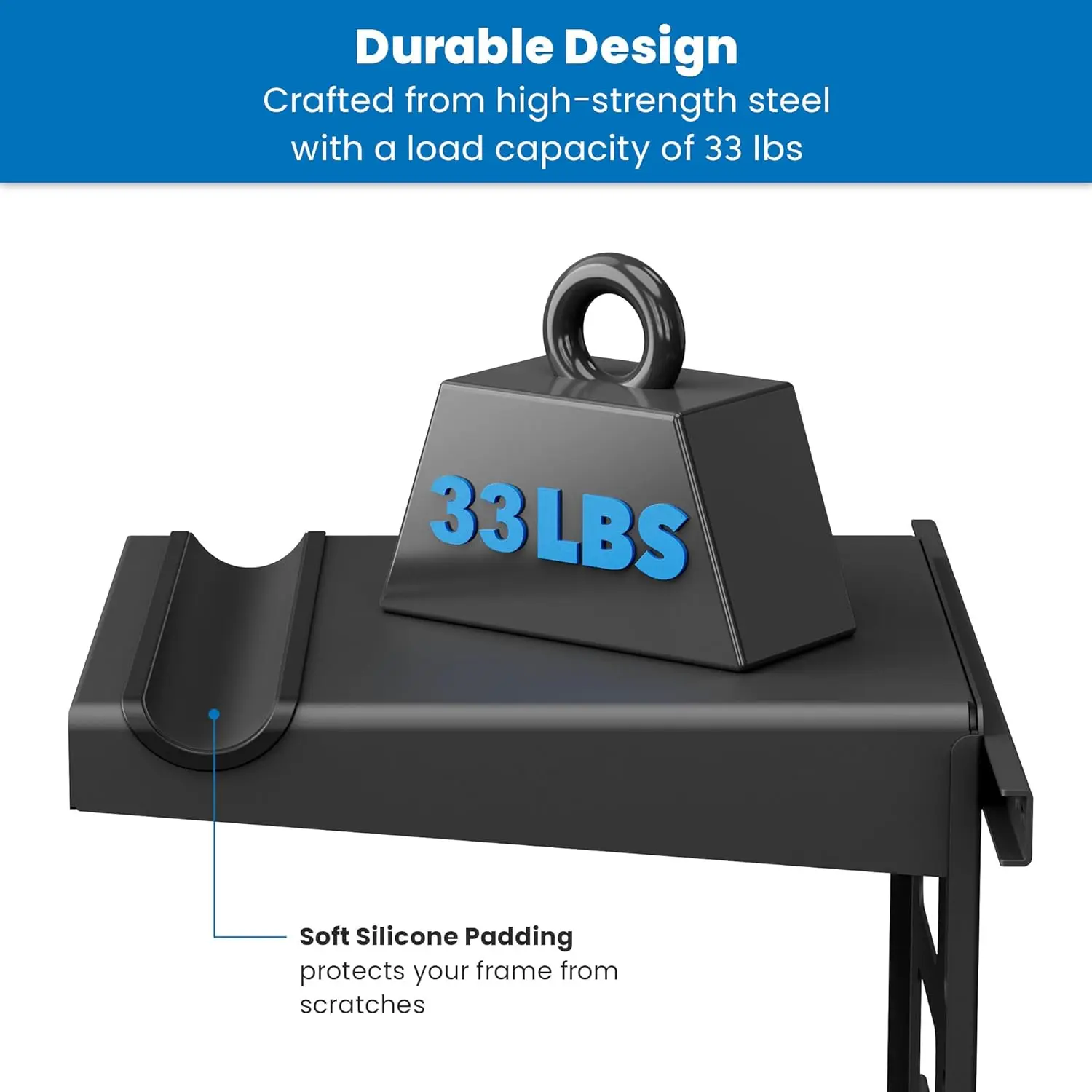 Wall Bike Storage and Display Rack Mount System with Open Shelf and Gear Hooks Supports Bikes Up to 33lbs.