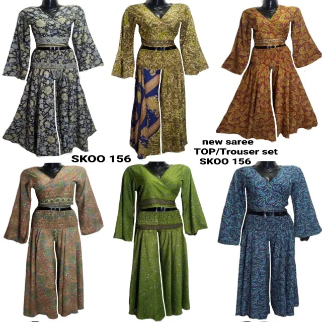 2023 New Silk Sare Top And Trouser Set For Ladies Floral Printed Multi Color Design Dress Traditional Wear Girls Styling Garment