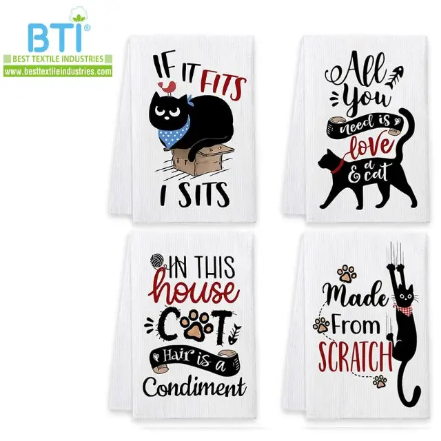 BTI Wholesale Factory Custom Design 100% Cotton Printed Kitchen Towels Tea Towels Super Absorbent