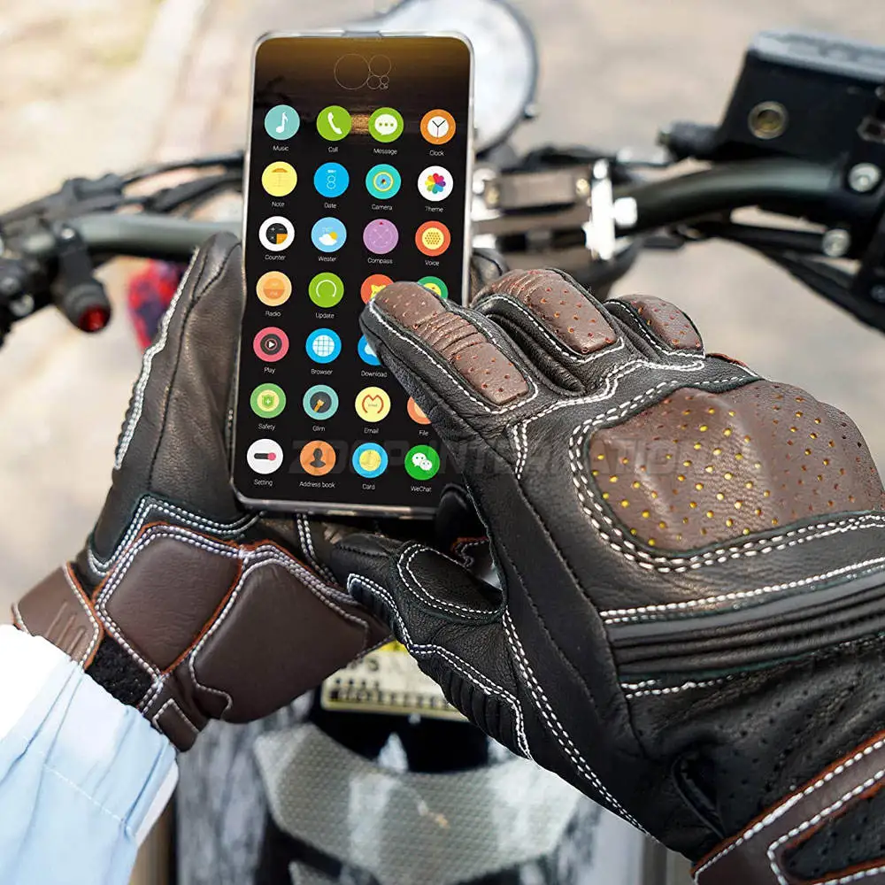 Customized Professional Leather Motorbike Gloves Full Finger Waterproof And Windproof Motorbike Gloves For Winter