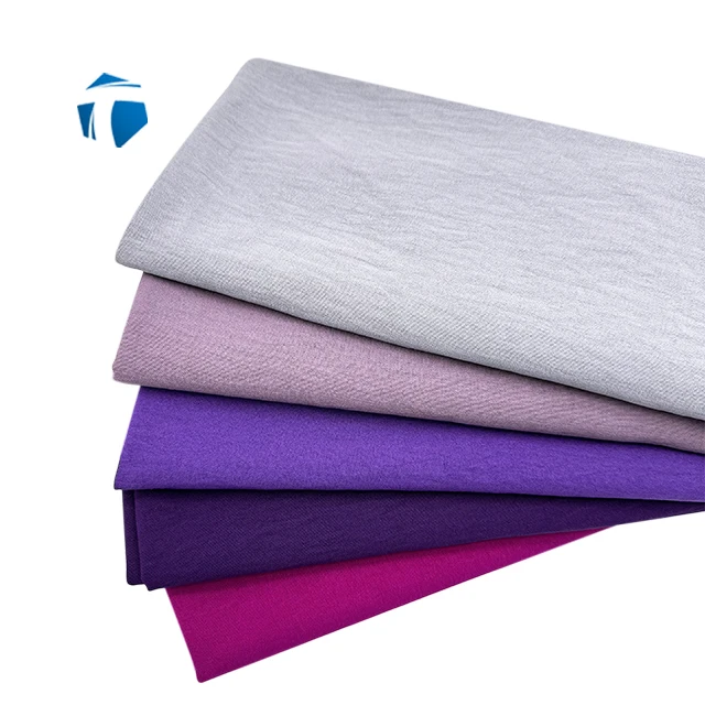 Однотонный 180D CEY креп Воздухопроницаемый безжелезный тканый полиэстер гофрированная измельченная крепированная ткань для платья