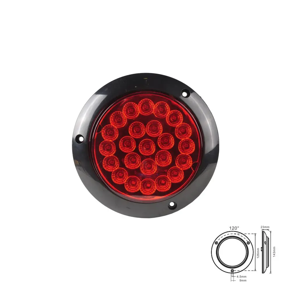12v 24v Light Waterproof Red Round Truck Rear 4 Inch Led Tail Light Round Turn Tail Rear Light For Truck Trailer