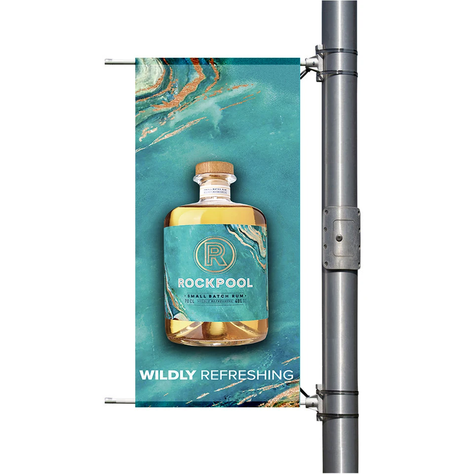 pdyear custom dye sublimation Print road lamp light pole hang rectangle flag banner for street