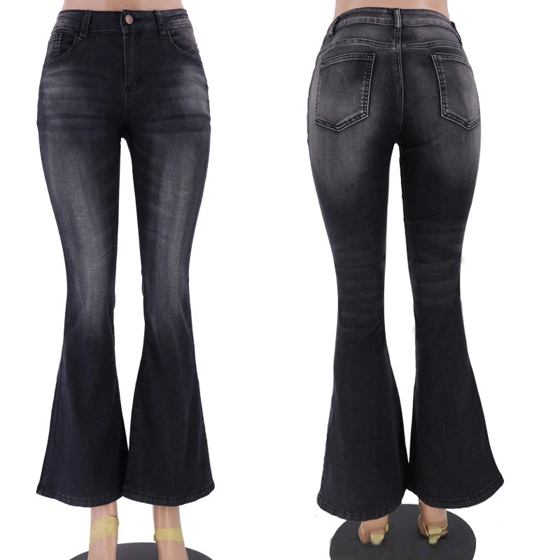 Elastic Low Waist Skinny Butt Lift Women Flared Jeans Elastic Jeans Washed Cowboy Denim Pants Vintage OEM Breathable Cheap Price