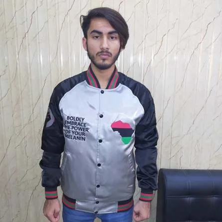 Wholesale Custom Satin Bomber Jacket Embroidered Varsity Silk Satin Bomber Jackets Men Baseball Satin Varsity Jacket