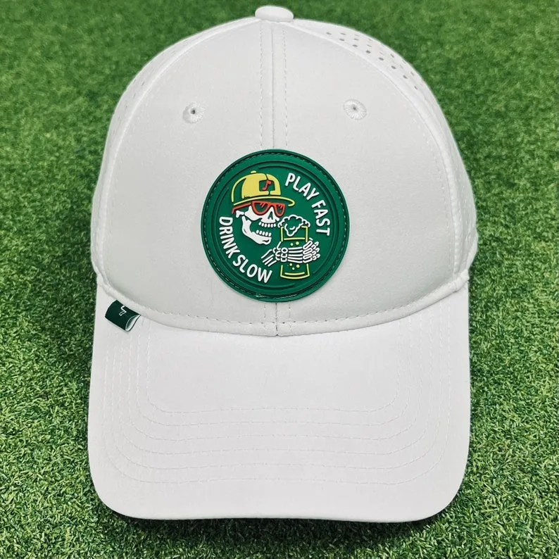 Custom Embroidery Logo 5 Panel Sport  Gorras Dad Cap White Performance Golf Laser Cut Hat Waterproof Baseball Hat