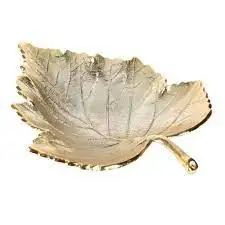 Gold Aluminium Leaf Tray for Home and Office Table Decoration Fruit Serving Tray At Wholesale Price