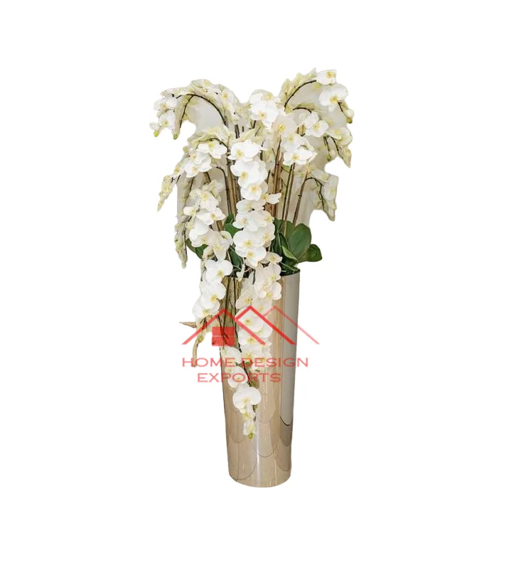 Luxury Design Tall Floor Flower Vase With Glossy Silver Finished Hot Selling Home And Hotel decor Metal Vase At Cheap Price
