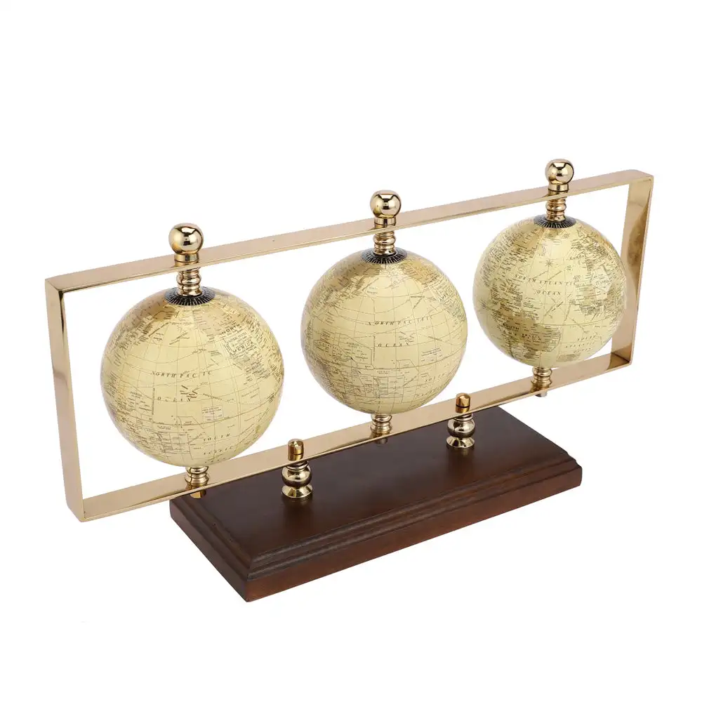 Hot Selling Triple vertical Gold Globe Stand Table Decor Home Decor Interior Decor In Wholesale