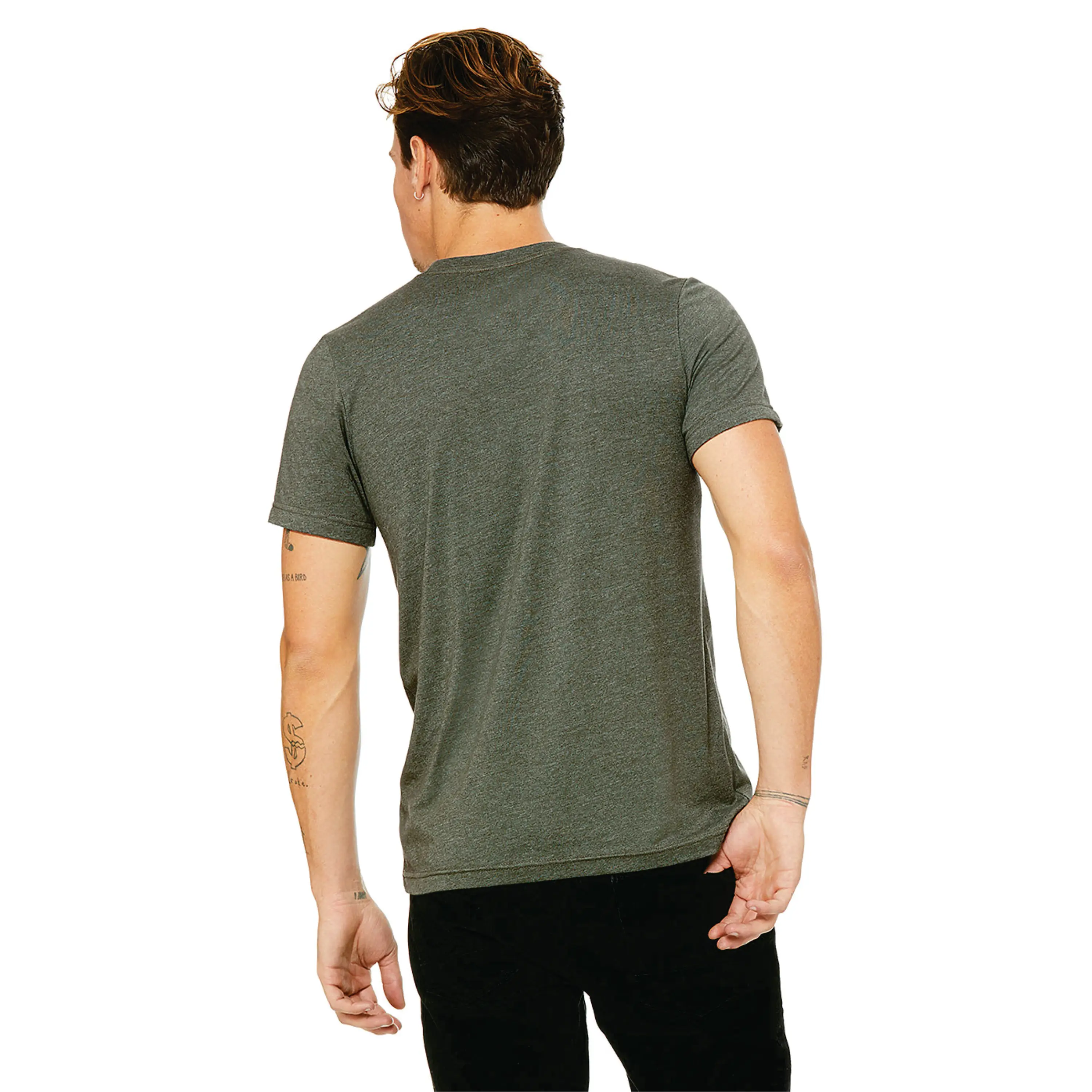 Unisex Heather Military Green CVC T-Shirt - 52% Airlume Cotton, 48% Poly, 4.2 oz, Short Sleeves