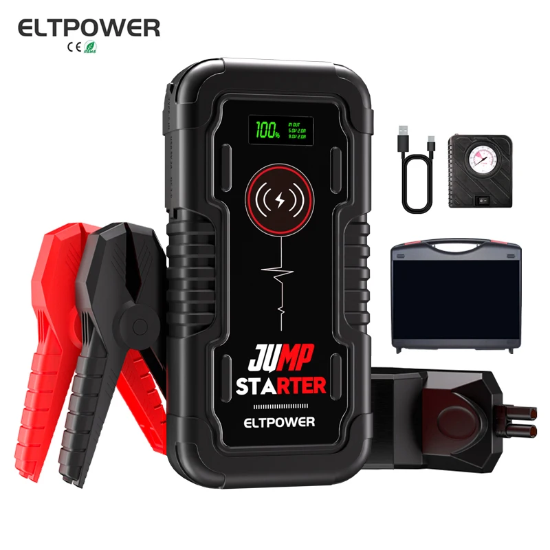 12V 16800mAh Emergency Kits Power Bank Jumper Pack Jumper Box Booster Pack Jumpstarter with Tire Compressor for Car