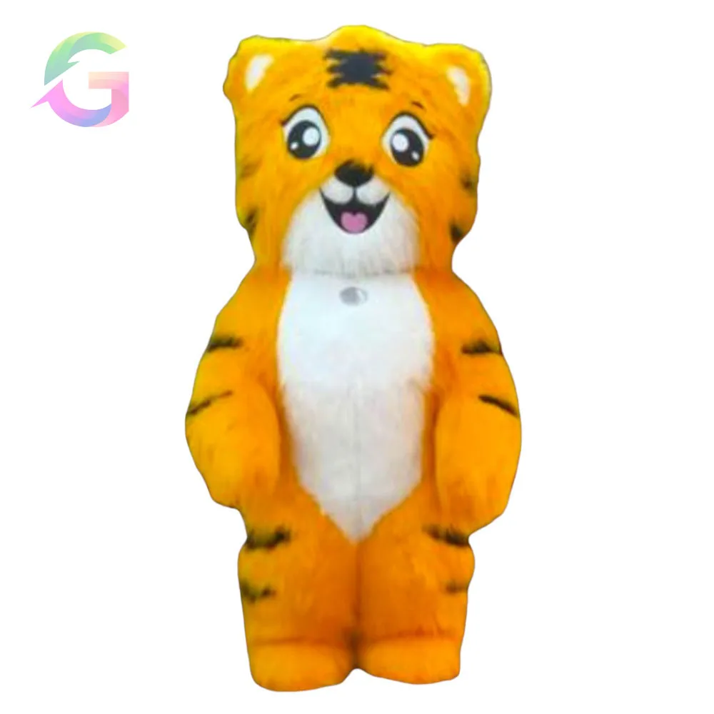 Customizable Ganesh Tiger Inflatable Costume Printed Faux Fur Effect with Realistic Look