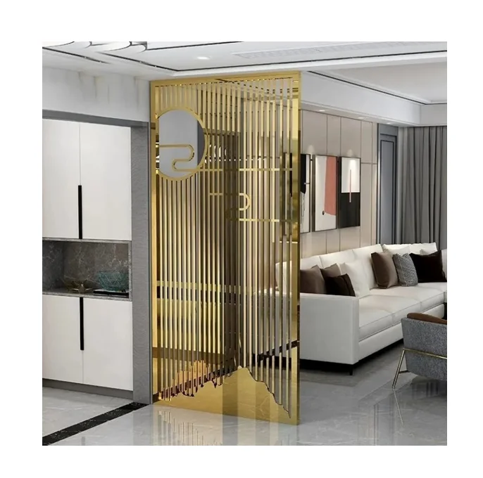Screen Decorative Metal Screens Balcony  Laser Cut Design Room Divider Luxury Metal Partition Wall Villa Stainless Steel