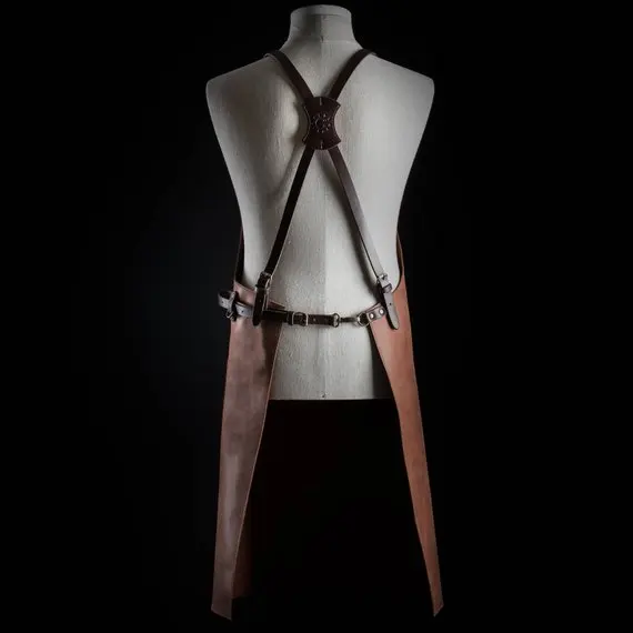 Customized Leather Bartender Apron Barista BBQ Chef Wear Multiple Tools Pocket Kitchen Restaurant Gear