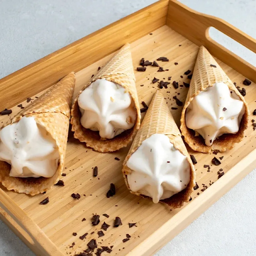 15% Vanilla Filling Waffel Cone Ice Cream From Natural Milk Chocolate Tasty Product Dessert Ice Cream