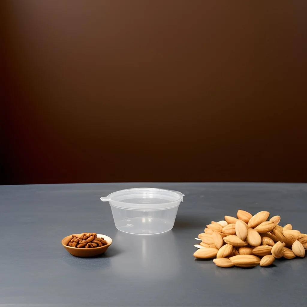 2oz Round Clear Eco Friendly PP Plastic Cup Sauce Container with self lid for Ketchup Mayonnaise Mustard Take Out Packaging