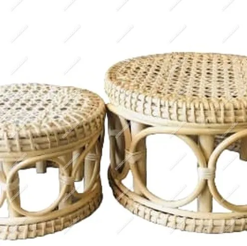 Multi Purpose Nice Rattan Small Stool Plant Stand Baby Chair New Design  Low Stool Living Room Round  Bone Inlay Console