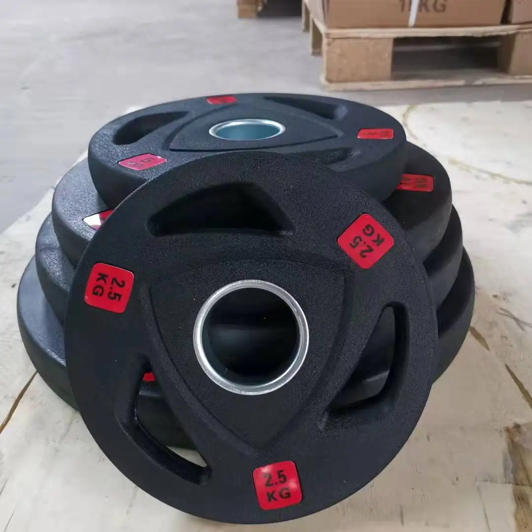 50mm hole Tri-grip Rubber Coated Cast Iron Weight Plate for weightlifting
