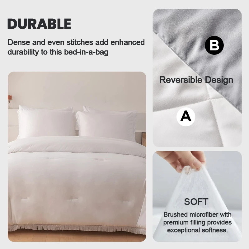 Custom 7 piece bedroom winter designer wholesale microfiber goose down queen size duvet insert comforter bedding set