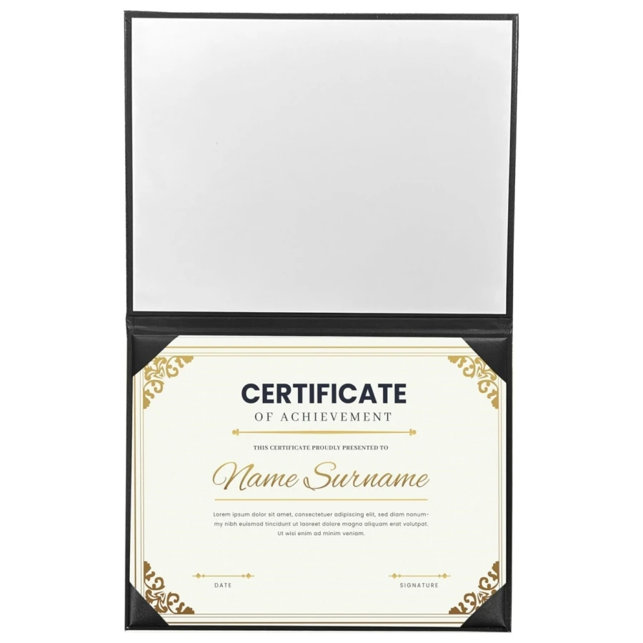 Imprinted Leatherette Certificate Document Presentation Folder Shell Padded Diploma Cover for 8.5x11 Certificates Paper