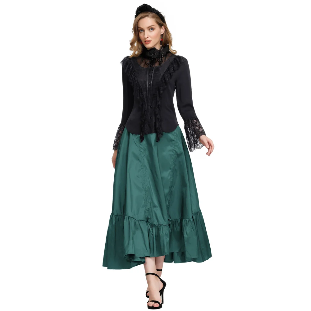 OEM Women Adjustable High-Low Elastic Waist Gothic Renaissance Steampunk Women Long Skirts