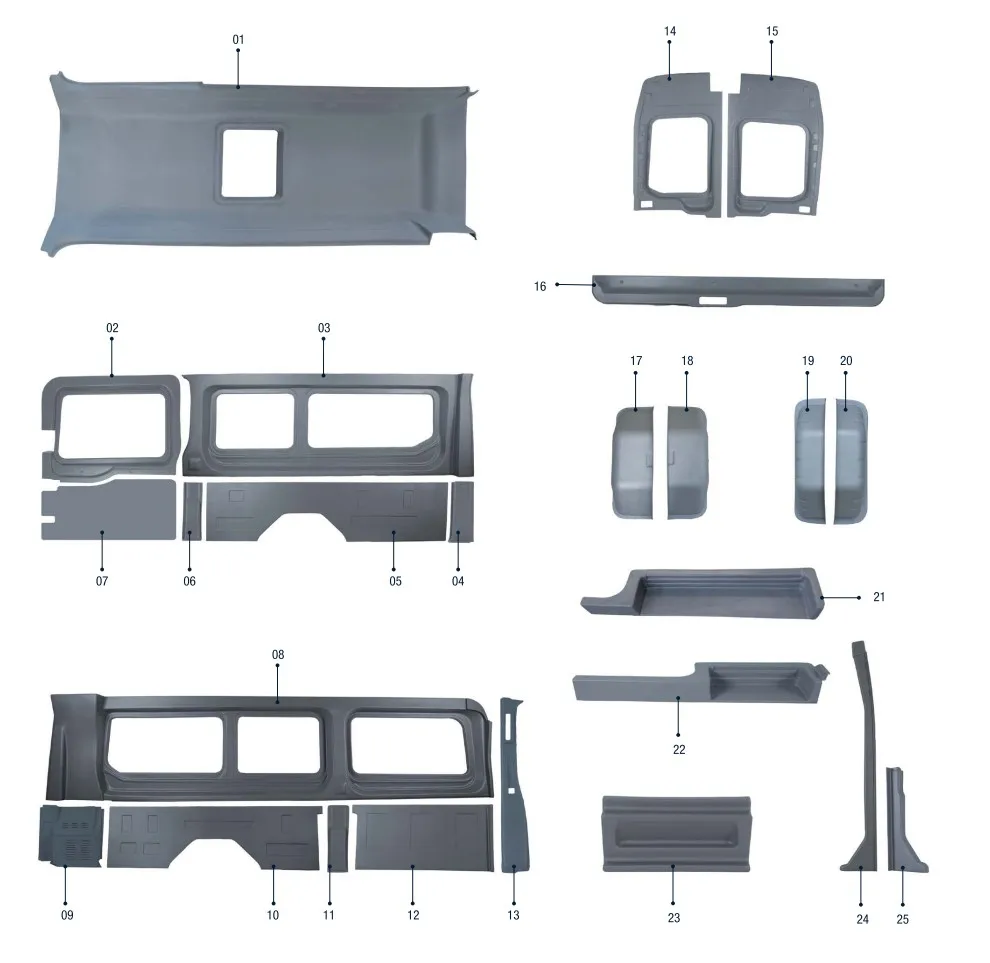 VKM-09 **TRANSIT INTERIOR TRIM SET** THERMOFORM ABS PLASTIC FOR COMMERCIAL VEHICLES, MOTORHOMES, MINIBUSES, COACHES, BUSES