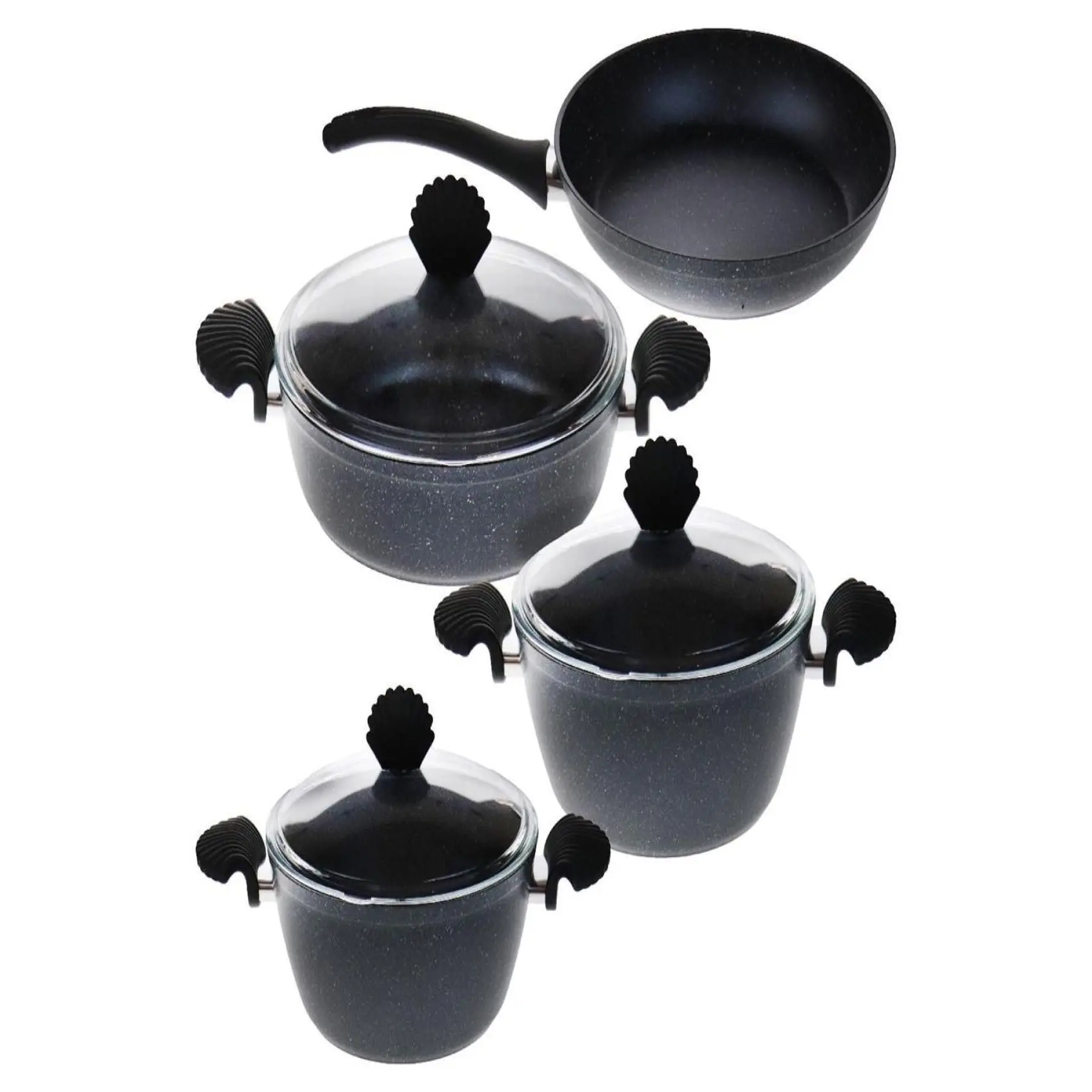 Brillant Granite Cookware Set 7 Pieces Petra Black Tn-5851