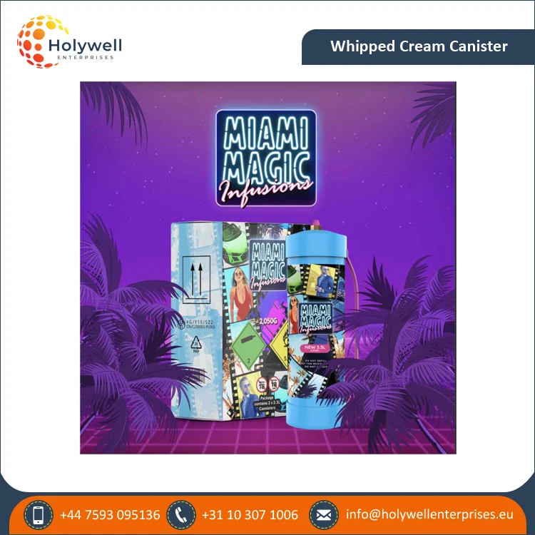 Reasonable Market Price of 3.3L Miami Magic Whipped Cream Charger Cylinder Available for World Wide Vendors