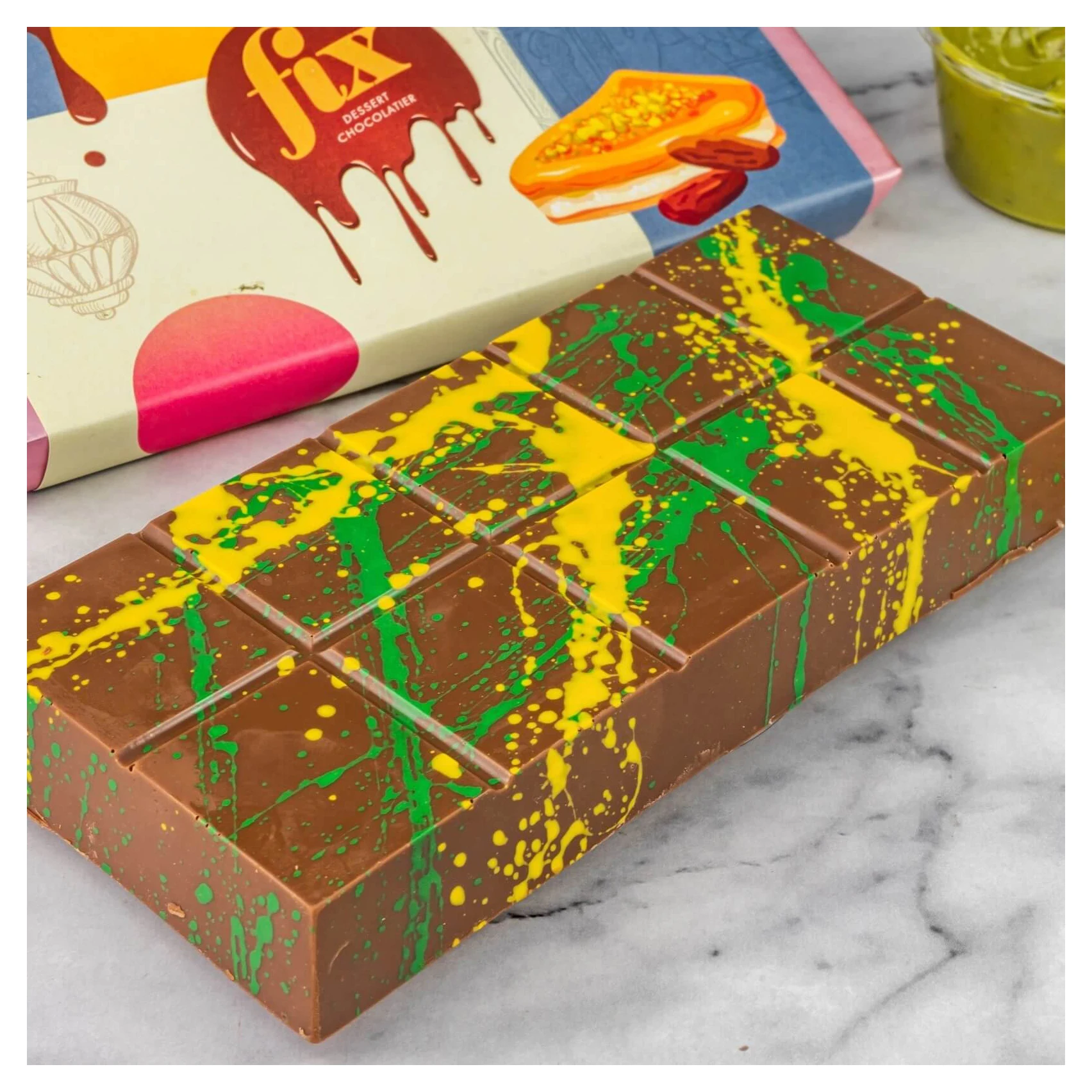 Crispy Chocolate Pistachio Bar 7oz |Famous Pistachio Chocolate Bar |Crispy with Pistachio Paste 57 Gr Bar Vacuum Pack 0.057 Kg