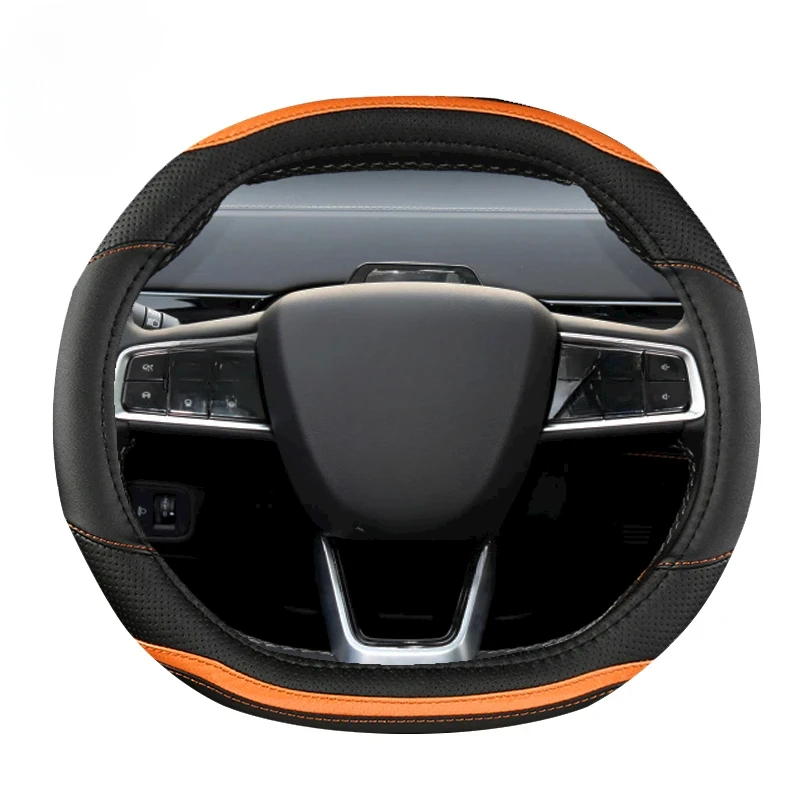 New anti-slip wear-resistant carbon fiber + PU leather car steering wheel cover