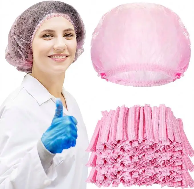 100pcs Disposable Hair Head Covers Net Bouffant Hats Kitchen Industrial
