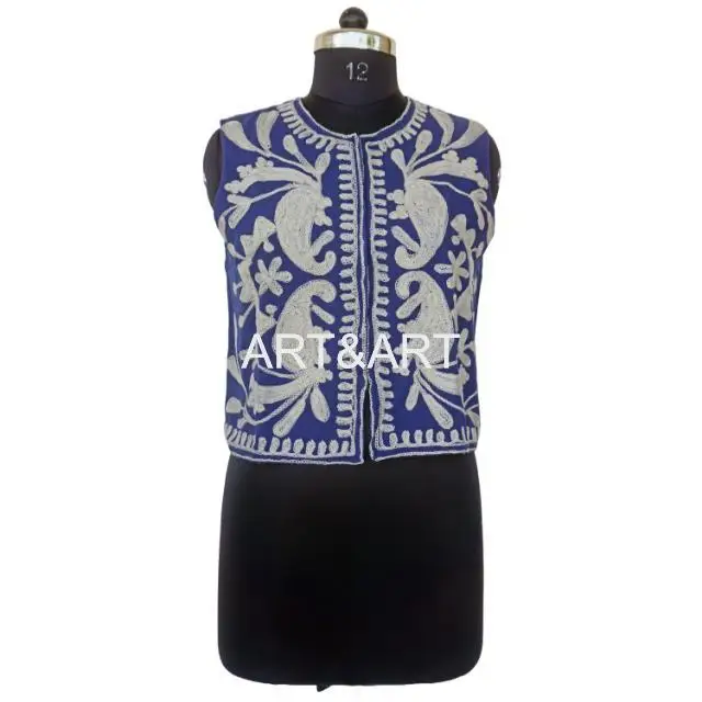 Хиппи богемная женская зимняя куртка с вышивкой вручную хлопковое пальто Suzani коротким элегантное