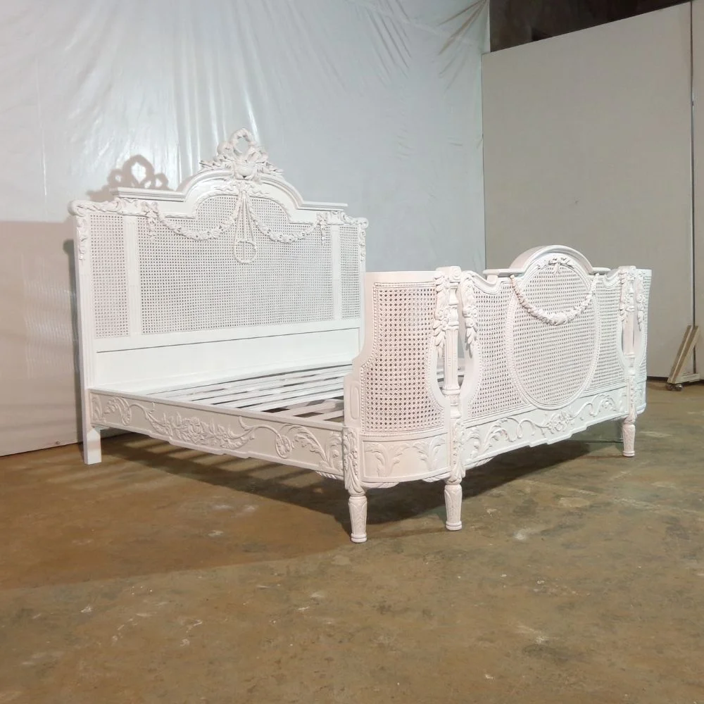 Золотая оправа для кровати из красного дерева и ротанга, сделано в Jepara Indonesia, предназначена для мебели спальни в американском стиле