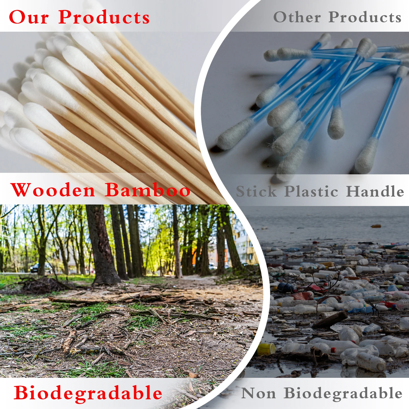 100pcs Lower Price Wooden Stick Cotton Ear Buds Long Cotton Swabs for Daily Cleaning