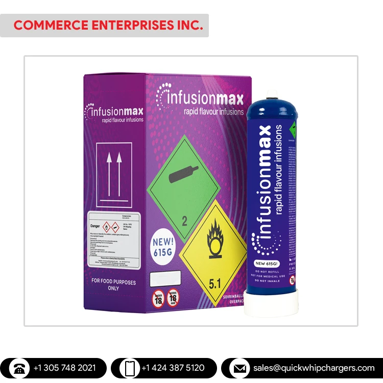 InfusionMax 615G Metal Whipped Cream Charger Cylinder High Quality and Fast Whips up Delicious Cream in Seconds