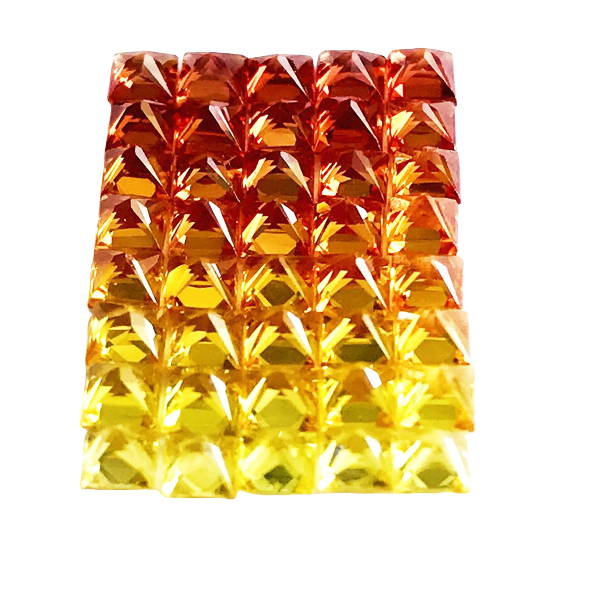 2.5mm Jewelry Making Stone Shaded Sapphire Princess Cut Square Faceted Gemstone Natural Yellow AAA Sapphire 100% Natural Color