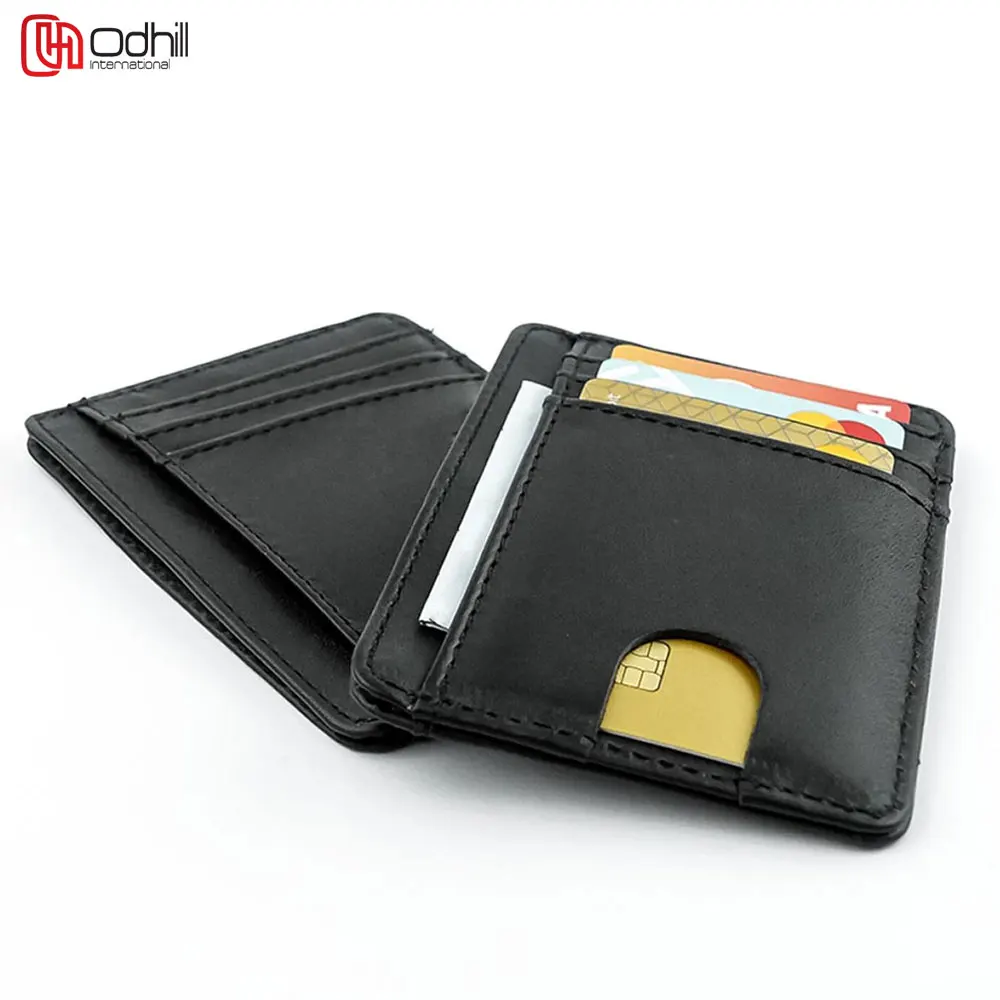 Genuine Leather Wallet Men Classic Black Soft Purse Coin Pocket Credit Card Holder Men Genuine Leather Wallet Zipper Card Holder