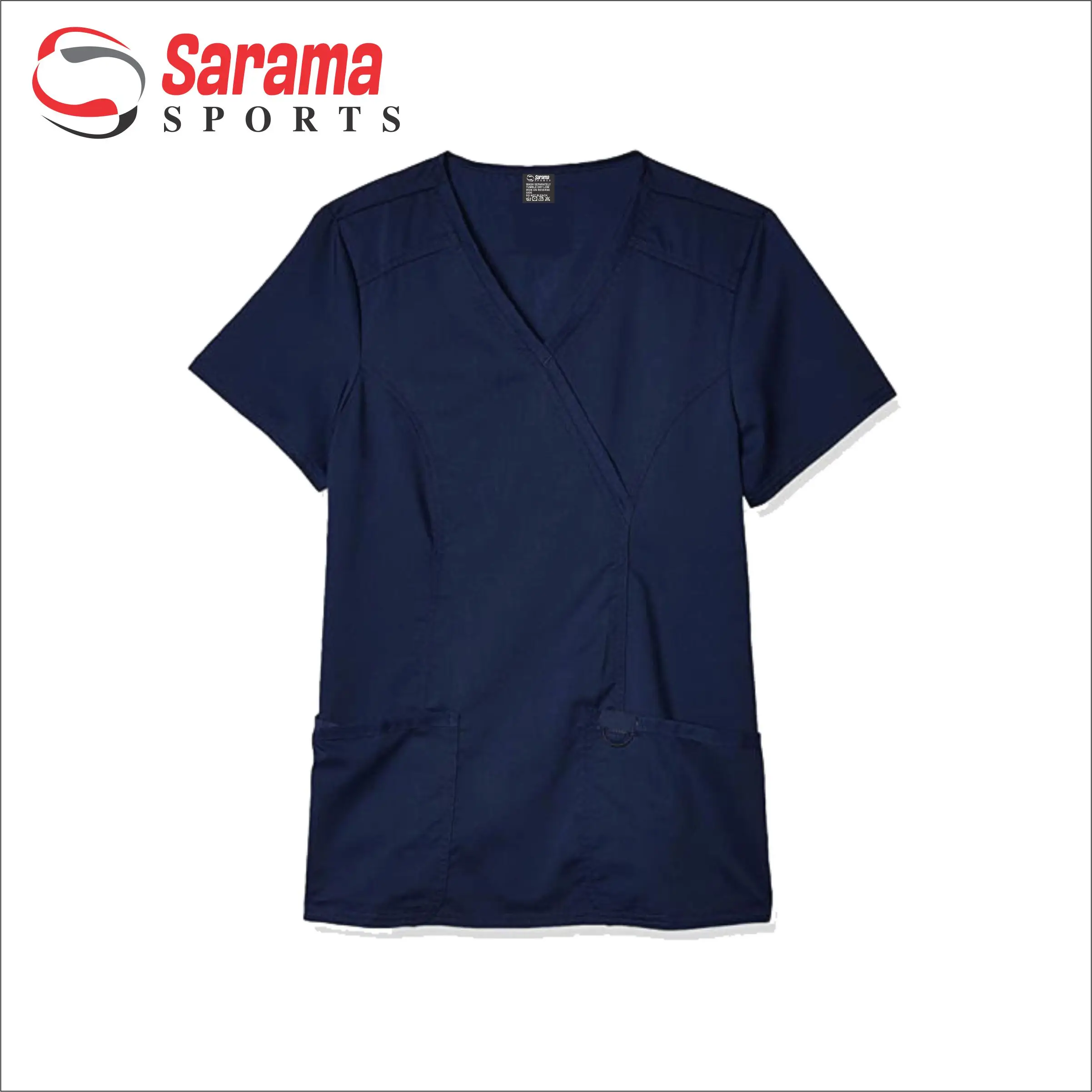 Wholesale female good fashionable scrub uniform set with CVC printed fabric tops and white color pants