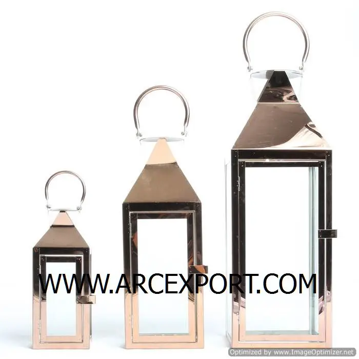 Golden Polished Candle Holder Lantern Prime Quality Metal With Clear Glass Lantern for Garden Decor Lantern in Cheapest Price