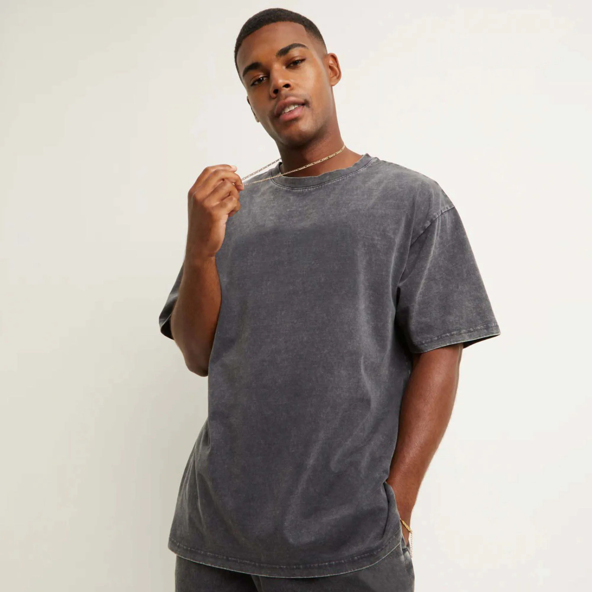 High Quality Acid Washed Wholesale Customize Heavyweight Boxy Cotton Hip Hop Oversized Tshirt Vintage Stone TShirt drop shoulder