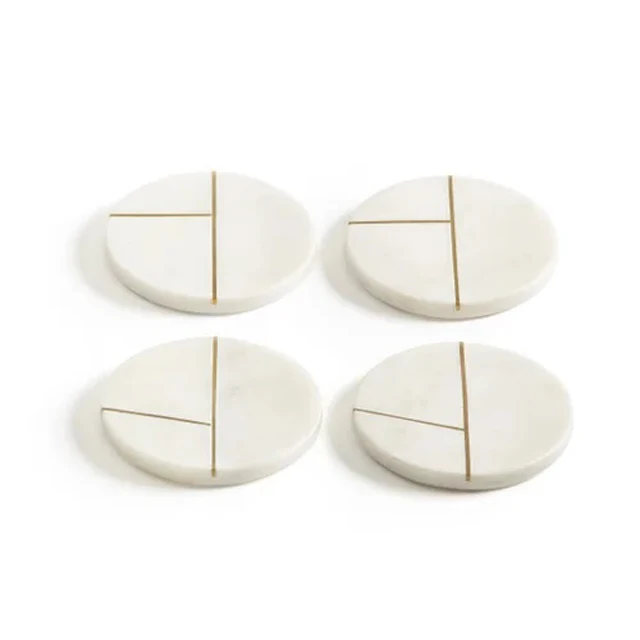 Marble Glass Coasters Relatives Gift Best Selling Most Popular Long Life Glass Marble Coasters Set accessories classic