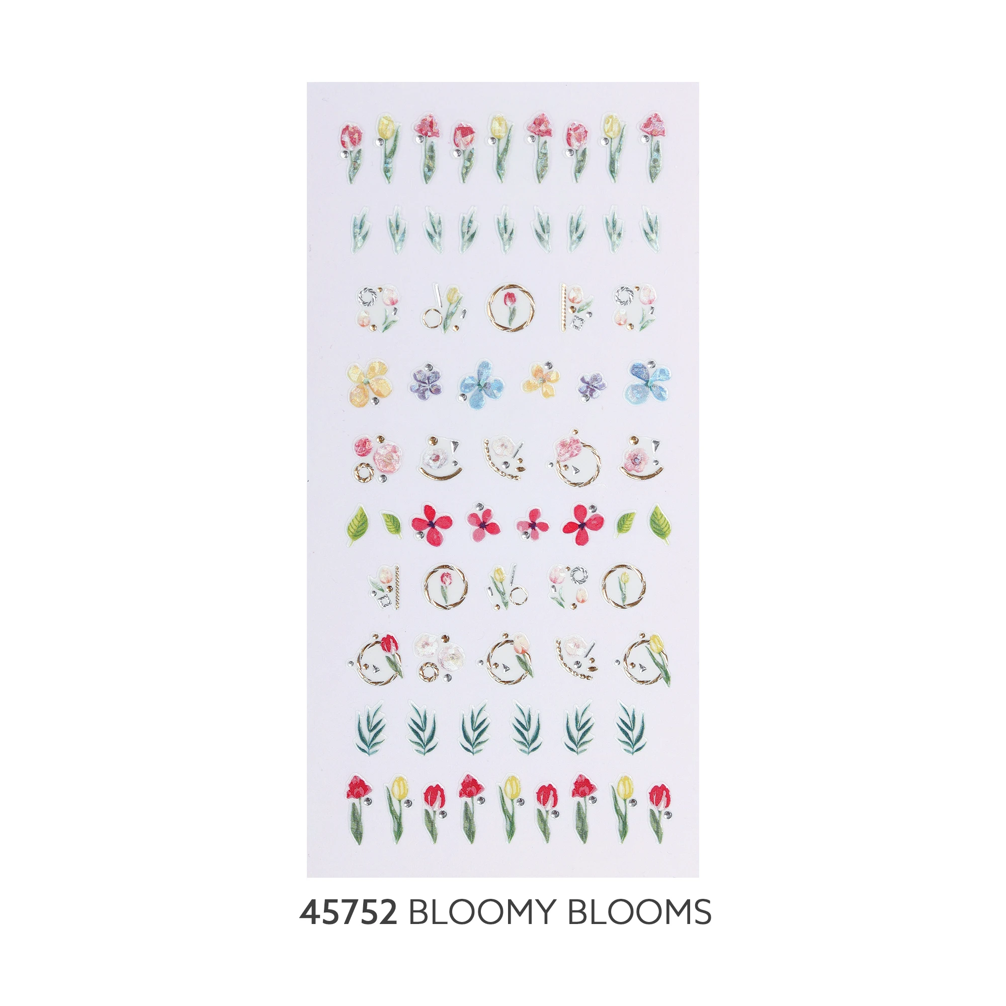BLOOMY BLOOMS #45752 Decals and stickers with flower crown Frame leaf blade Multi Size nail art sticker Korea design oem odm